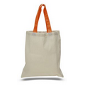 Economy Natural 100% Cotton Tote Bag w/Contrast Handles - Blank (15"x16")